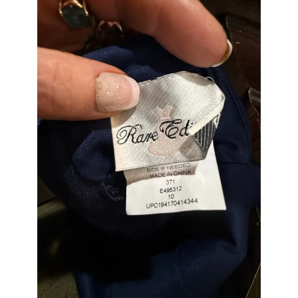 Girls Rare Editions Navy Blue Casual Dress with Bow Size 10